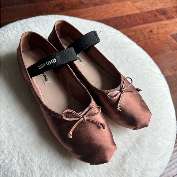 Miu Miu Shoes - Miu Miu Satin Ballerinas Cocoa Brown IT 37,5 US 7,5